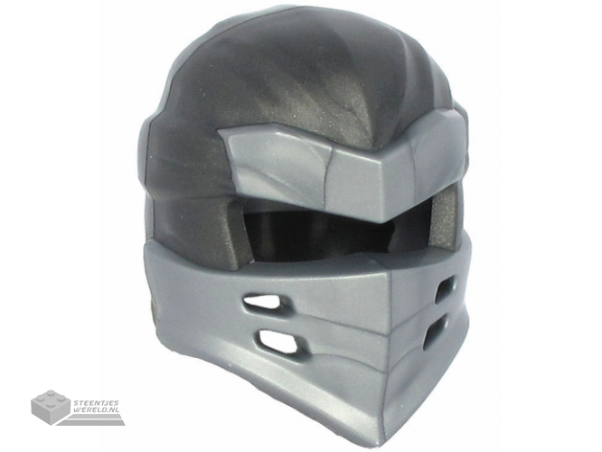 66953pb03 - Minifigure, Headgear Ninjago Wrap Type 7 with 4 Slits on Front and Pearl Dark Gray Fabric Pattern