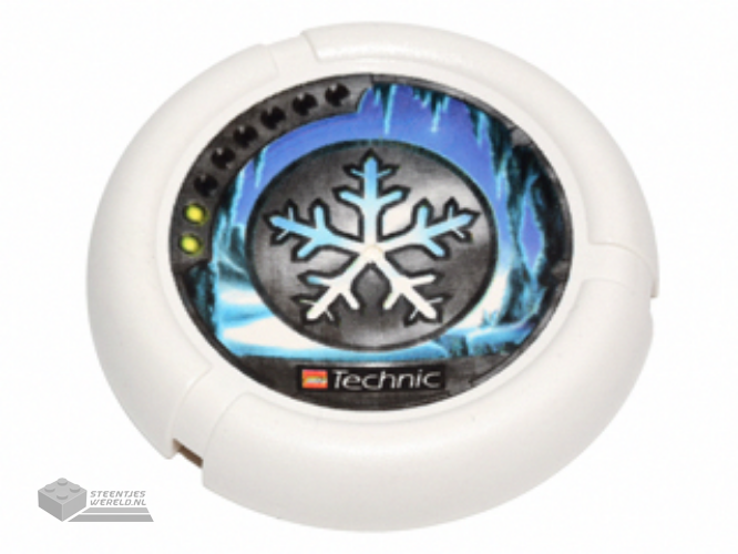 32171pb013 – Throwbot / Slizer Disk, Ski / Ice with 2 Pips, Technic Logo, and Snowflake Logo Pattern