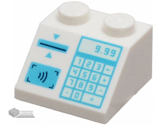 3039pb139 - Slope 45 2 x 2 with Medium Azure Cash Register with '9.99', Card Slot and Contactless Payment Pattern