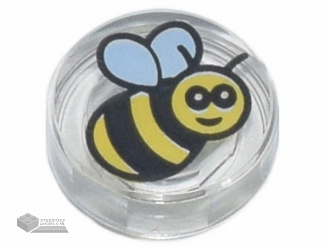 98138pb186 – Tile, Round 1 x 1 with Bee Pattern