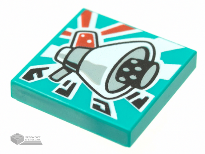 3068bpb1642 – Tile 2 x 2 with Groove with BeatBit Album Cover – Megaphone Loudhailer Space Gun Pattern