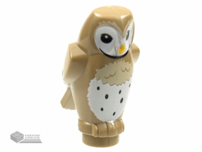92084pb06 – Owl, Angular Features with Yellow Beak, Black Eyes and Dark Tan and White Chest Feathers Pattern