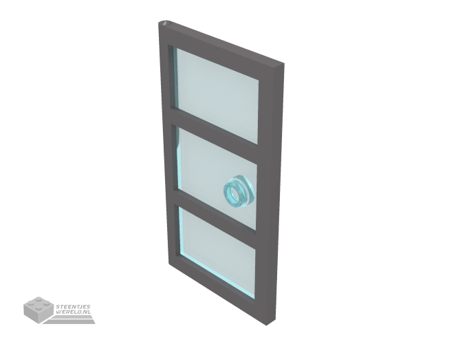 60797c01 – Door 1 x 4 x 6 with 3 Panes and Stud Handle with Trans-Light Blue Glass