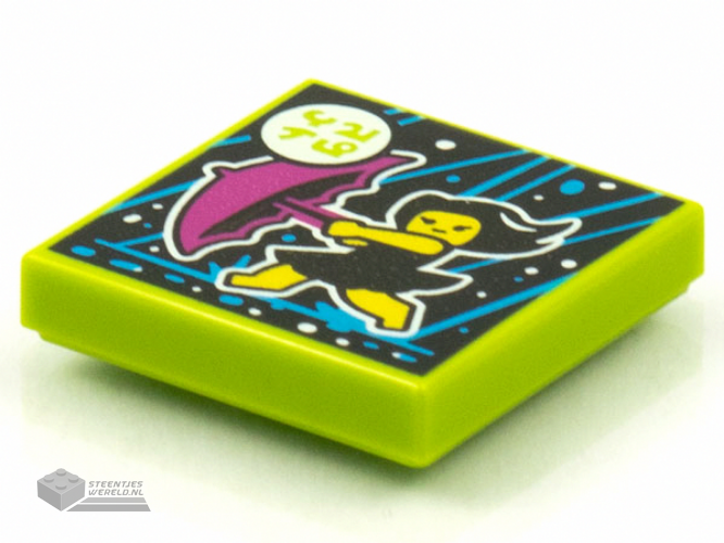 3068bpb1565 - Tile 2 x 2 with Groove with BeatBit Album Cover - Girl Running in Rain with Purple Umbrella Pattern