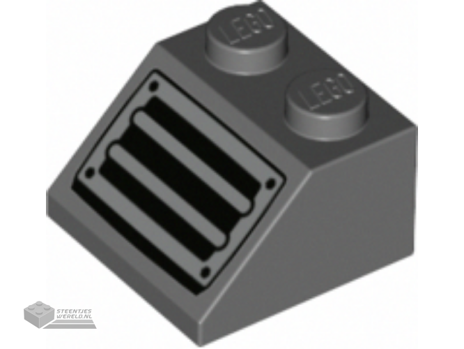 3039pb141 – Slope 45 2 x 2 with Silver Grille and Black Rivets Pattern