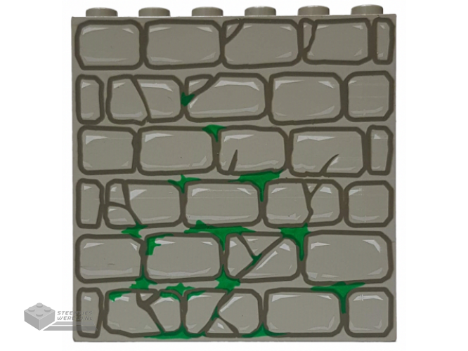 3754px3 - Brick 1 x 6 x 5 with Stone and Moss Pattern