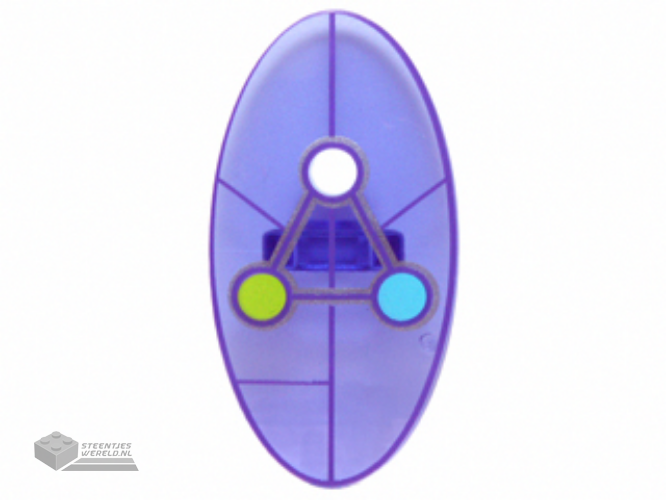 92747pb07 – Minifigure, Shield Oval with Dimensions Keystone Symbol with White, Lime and Medium Azure Circles Pattern