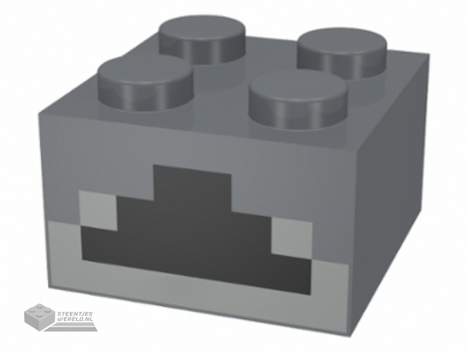 3003pb084 – Brick 2 x 2 with Light Bluish Gray and Black Minecraft Furnace Geometric Pattern