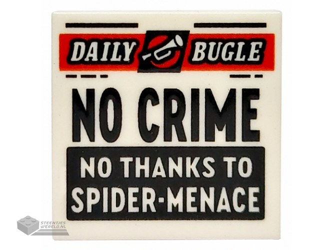 3068bpb1732 – Tile 2 x 2 with Groove with Newspaper ‘DAILY BUGLE’ and ‘NO CRIME NO THANKS TO SPIDER-MENACE’ Pattern
