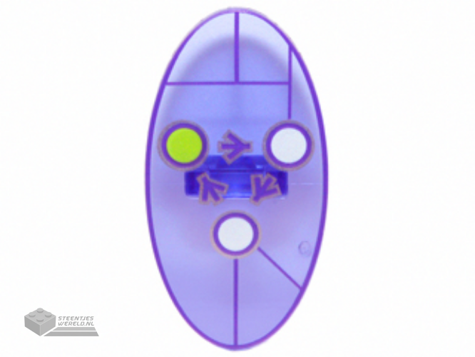 92747pb05 - Minifigure, Shield Oval with Dimensions Keystone Symbol with 3 White and Lime Circles Pattern