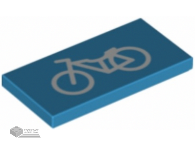 87079pb0823 - Tile 2 x 4 with White Bicycle Pattern