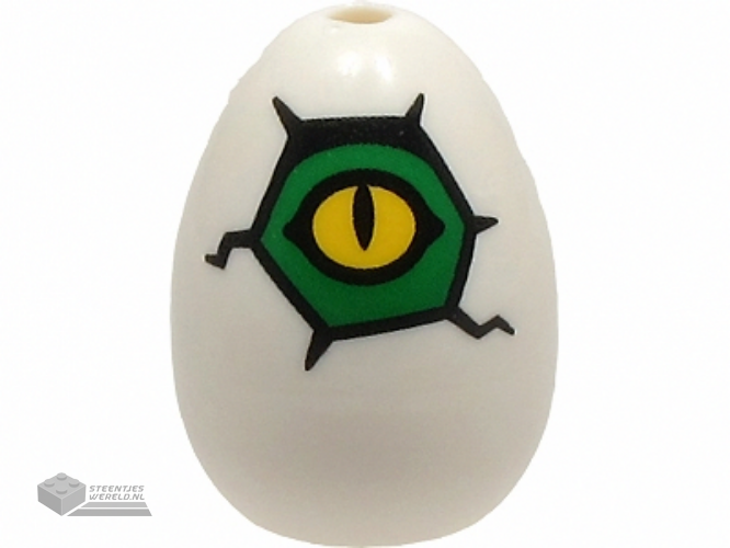 24946pb02 – Egg with Hole on Top with Yellow and Green Alligator / Crocodile Eye and Cracks Pattern