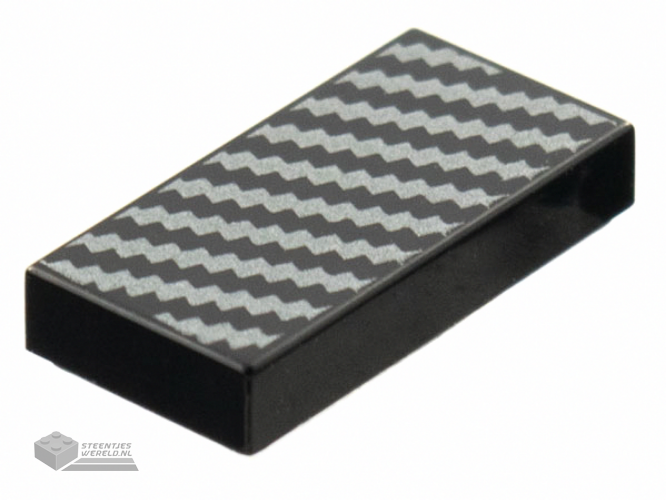 3069bpb0806 – Tile 1 x 2 with Groove with Silver Diagonal Zigzag Lines Pattern