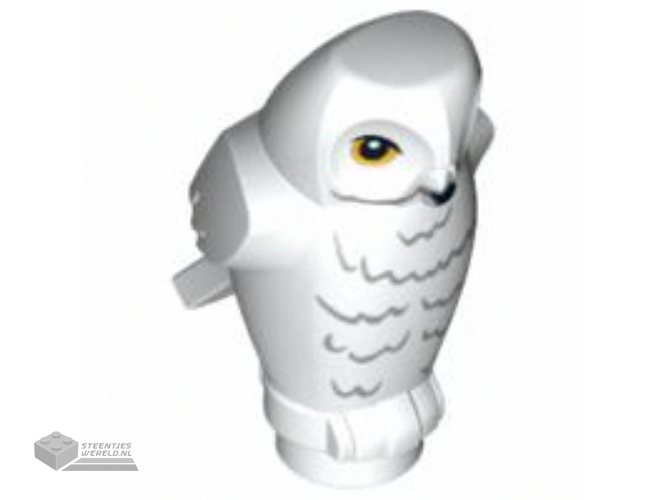 92084pb03 – Owl, Angular Features with Black Beak, Yellow Eyes and Light Bluish Gray Rippled Chest Feathers Pattern (HP Hedwig)