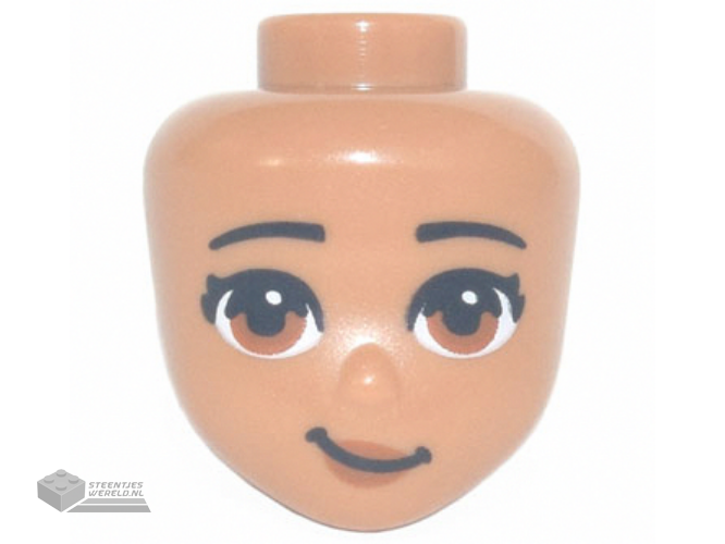 84078 – Mini Doll, Head Friends with Black Eyebrows, Dark Orange Eyes and Lips, Lopsided Grin Pattern