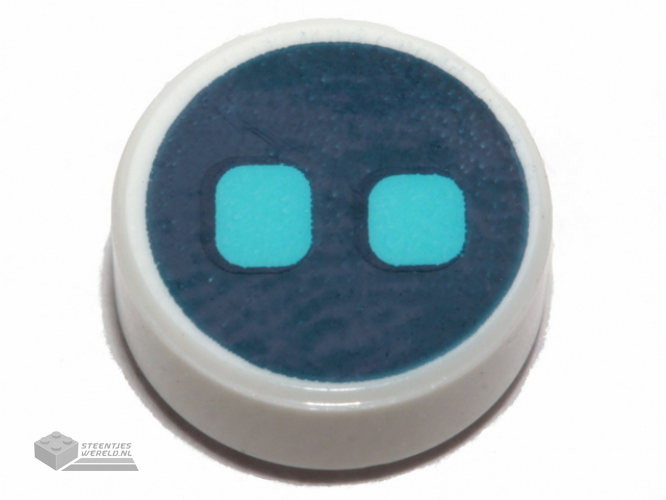 98138pb108 – Tile, Round 1 x 1 with Medium Azure Eyes on Dark Blue Background Pattern