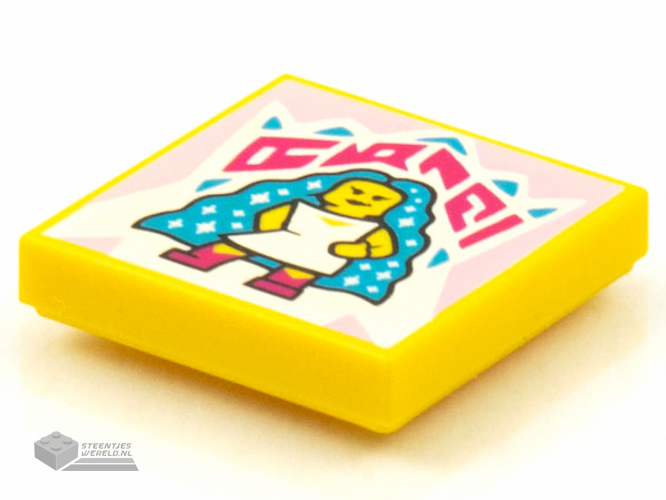 3068bpb1578 - Tile 2 x 2 with Groove with BeatBit Album Cover - Minifigure with Long Dark Azure Hair with Sparkles Pattern