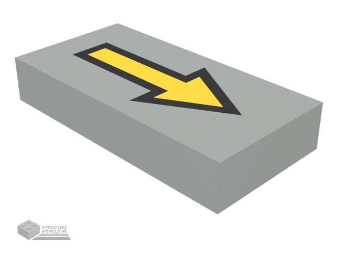 3069bp06 – Tile 1 x 2 with Groove with Arrow Long Yellow with Black Border Pattern
