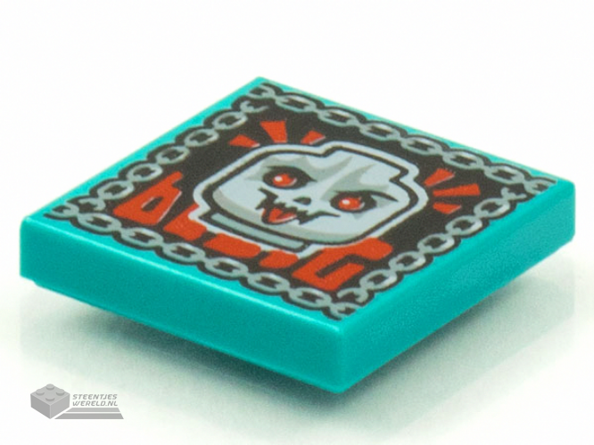 3068bpb1548 – Tile 2 x 2 with Groove with BeatBit Album Cover – Skull with Red Eyes and Tongue Pattern