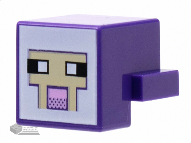 19727pb002 – Creature Head Pixelated with White, Tan, and Bright Pink Face Pattern (Minecraft Sheep)