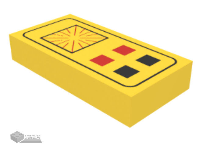 3069bp25 – Tile 1 x 2 met Groove met Red en Black Buttons Computer Pattern