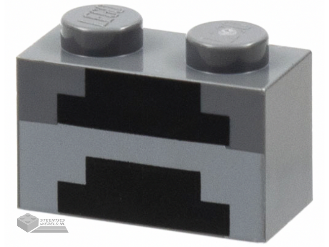 3004pb161 – Brick 1 x 2 with Minecraft Pixelated Forge Pattern