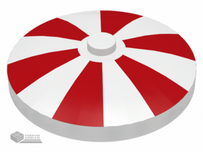 3960pb003 – Dish 4 x 4 Inverted (Radar) with Solid Stud with Red Stripes Pattern