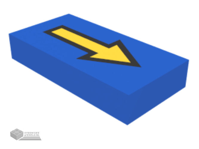 3069bp06 - Tile 1 x 2 with Groove with Arrow Long Yellow with Black Border Pattern