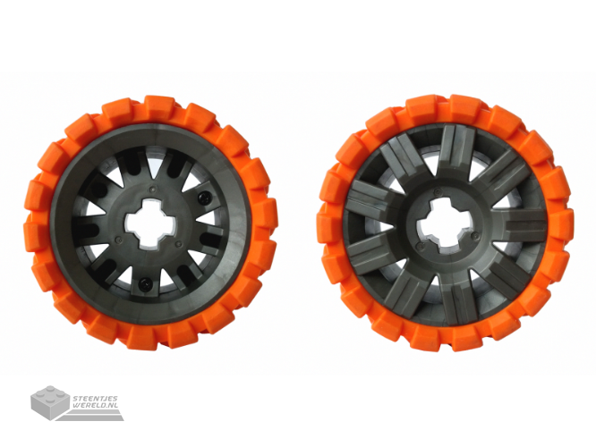 45793c02 – Wheel 60 x 34 with Orange Tire 81 x 40 Balloon Offset Tread