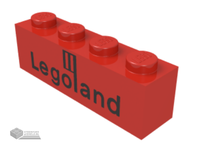3010p30 - Brick 1 x 4 with Black Legoland Logo Pattern