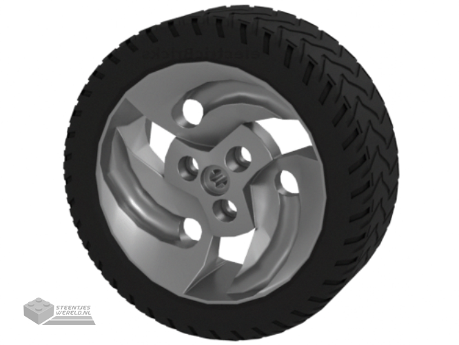 32197c01 – Wheel 81.6 x 34 ZR Three Spoke Swirl, with Black Tire 81.6 x 34 ZR Thin Sporty Tread (32197 / 32196)