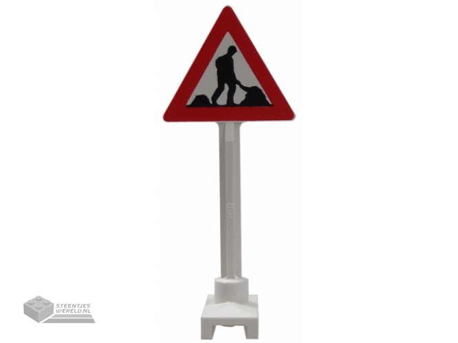 649pb10a – Road Sign Triangle with Thick Worker and 2 Piles Pattern