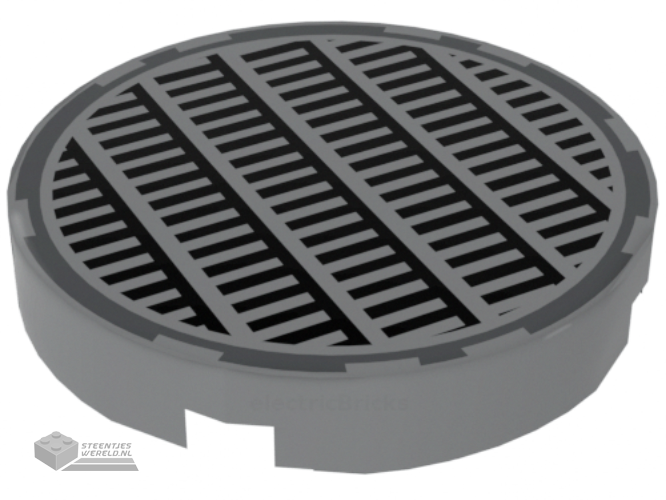 14769pb003 – Tile, Round 2 x 2 with Bottom Stud Holder with Fine Mesh Grille Manhole Cover Pattern