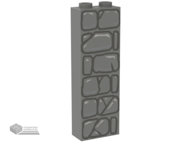 2454pb001 – Brick 1 x 2 x 5 with Stone Pattern