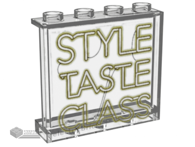 60581pb193 – Panel 1 x 4 x 3 with Side Supports – Hollow Studs with ‘STYLE TASTE CLASS’ Neon Sign Pattern