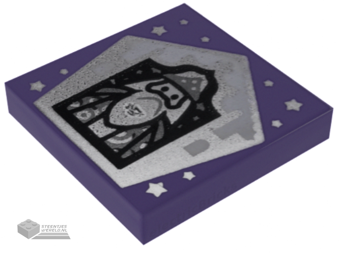 3068bpb1742 – Tile 2 x 2 with Groove with Chocolate Frog Card Albus Dumbledore Silver Pattern
