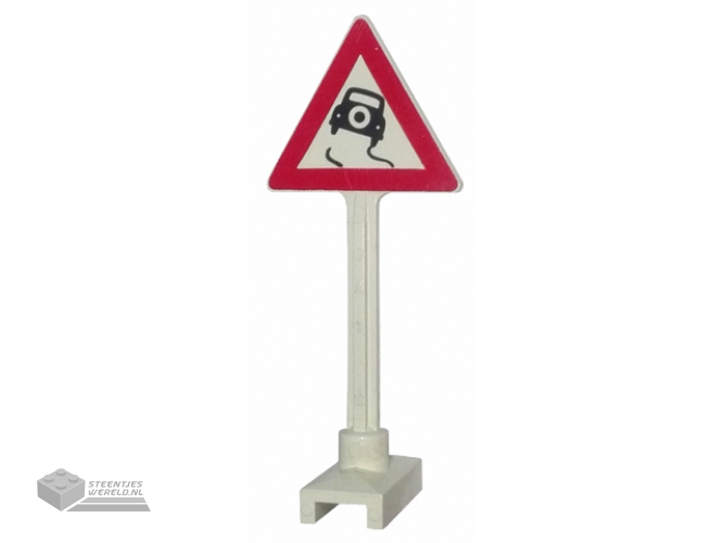 649pb08a – Road Sign Triangle with Skidding Car Pattern (Car with Tire on Back)