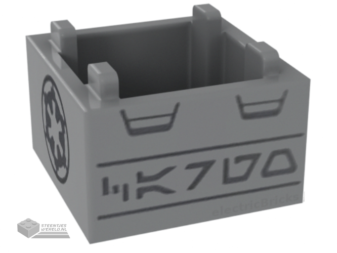 35700pb05 – Container, Box 2 x 2 x 1 – Top Opening with Black SW Imperial Logo and Aurebesh Characters 'CARGO' Pattern