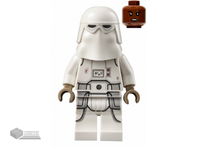 sw1179 – Snowtrooper – Male, Printed Legs, Dark Tan Hands, Reddish Brown Head, Grimace