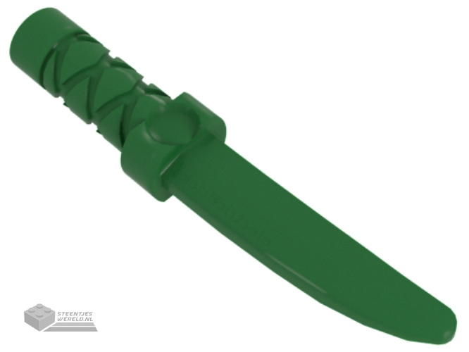 37341b - Minifigure, Weapon Knife met Flat Hilt uiteinde en gebogen Blade, Cross Hatched Grip