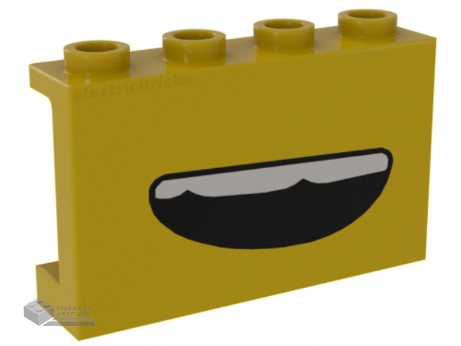 14718pb031 - Panel 1 x 4 x 2 with Side Supports - Hollow Studs with Open Smile and Teeth Pattern