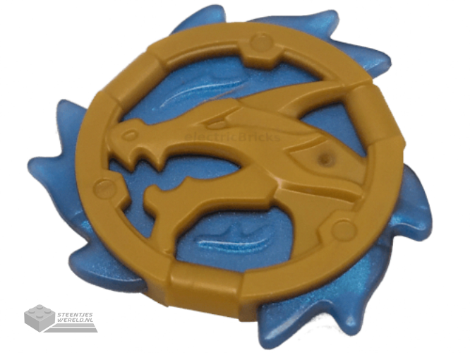 69567pb02 – Ring 3 x 3 with Dragon Head and Satin Trans-Light Blue Flames Pattern (Ninjago Wave Amulet)