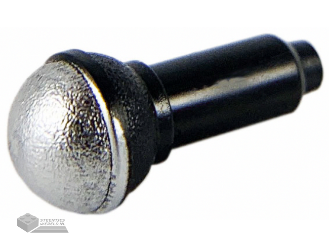 90370pb05 – Minifigure, Utensil Microphone with Metallic Silver Top Half Screen Pattern