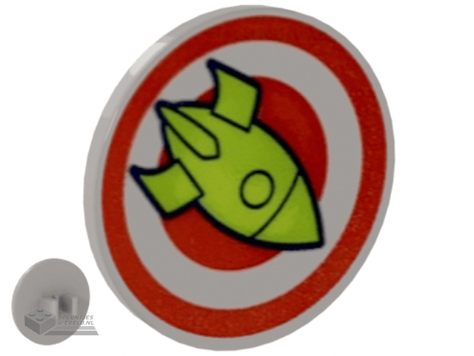 30261pb039 – Road Sign 2 x 2 Round with Clip with Red Bullseye and Lime Rocket Pattern