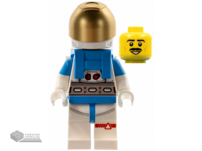 cty1407 – Lunar Research Astronaut – Male, White and Dark Azure Suit, White Helmet, Metallic Gold Visor, Moustache