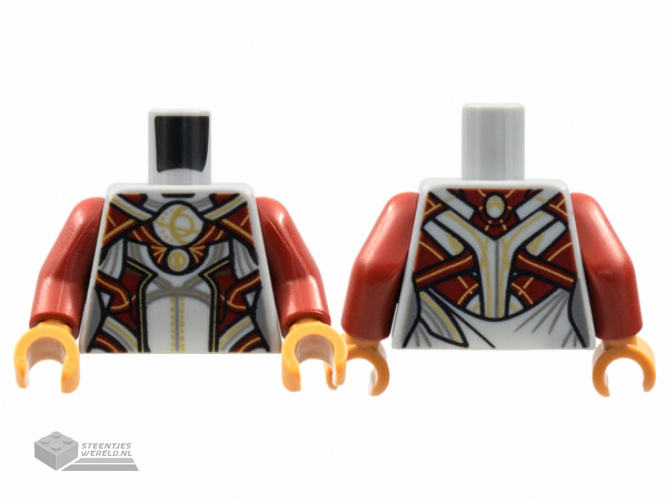 973pb4521c01 - Torso Armor, Gold Circles, Dark Red Trim Pattern / Dark Red Arms / Medium Nougat Hands