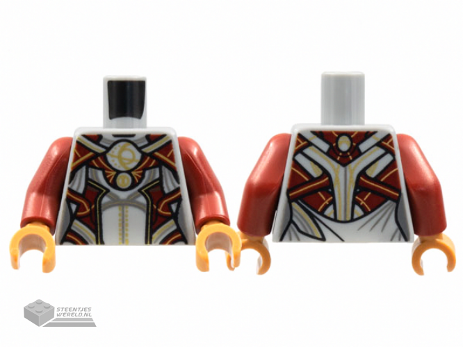 973pb4521c01 – Torso Armor, Gold Circles, Dark Red Trim Pattern / Dark Red Arms / Medium Nougat Hands