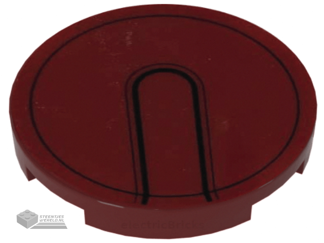 67095pb003 – Tile, Round 3 x 3 with Iron Man Helmet Black Circle and Tab Pattern