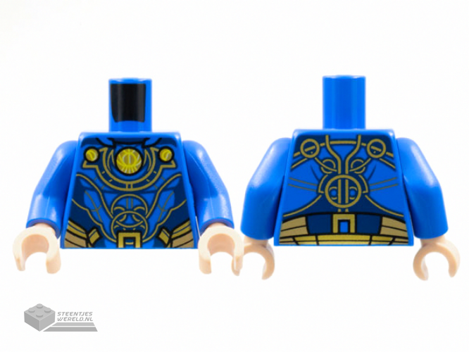 973pb4447c01 – Torso Armor, 3 Gold Circles and Trim Pattern / Blue Arms / Light Nougat Hands