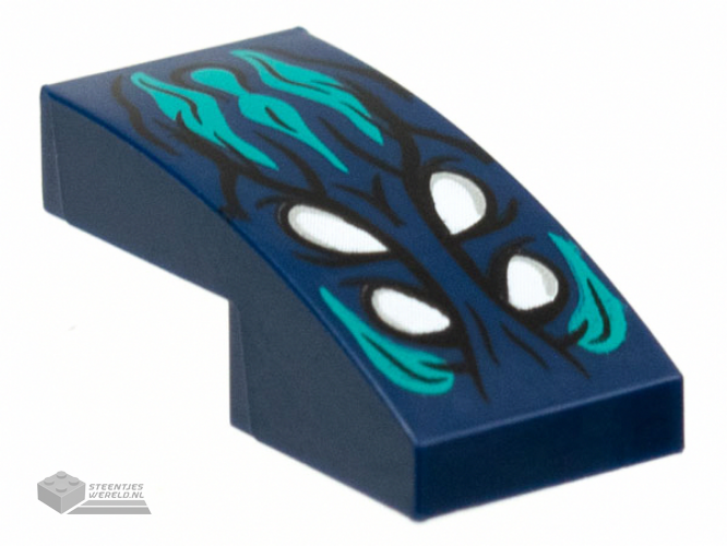 11477pb124 - Slope, Curved 2 x 1 x 2/3 with 4 White Eyes, Dark Turquoise Hair Pattern